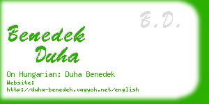 benedek duha business card